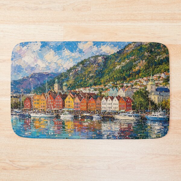 Item preview, Bergen, Norway – a painting of a summer day in this beautiful Scandinavian city. designed and sold by GalleryKauffeld.