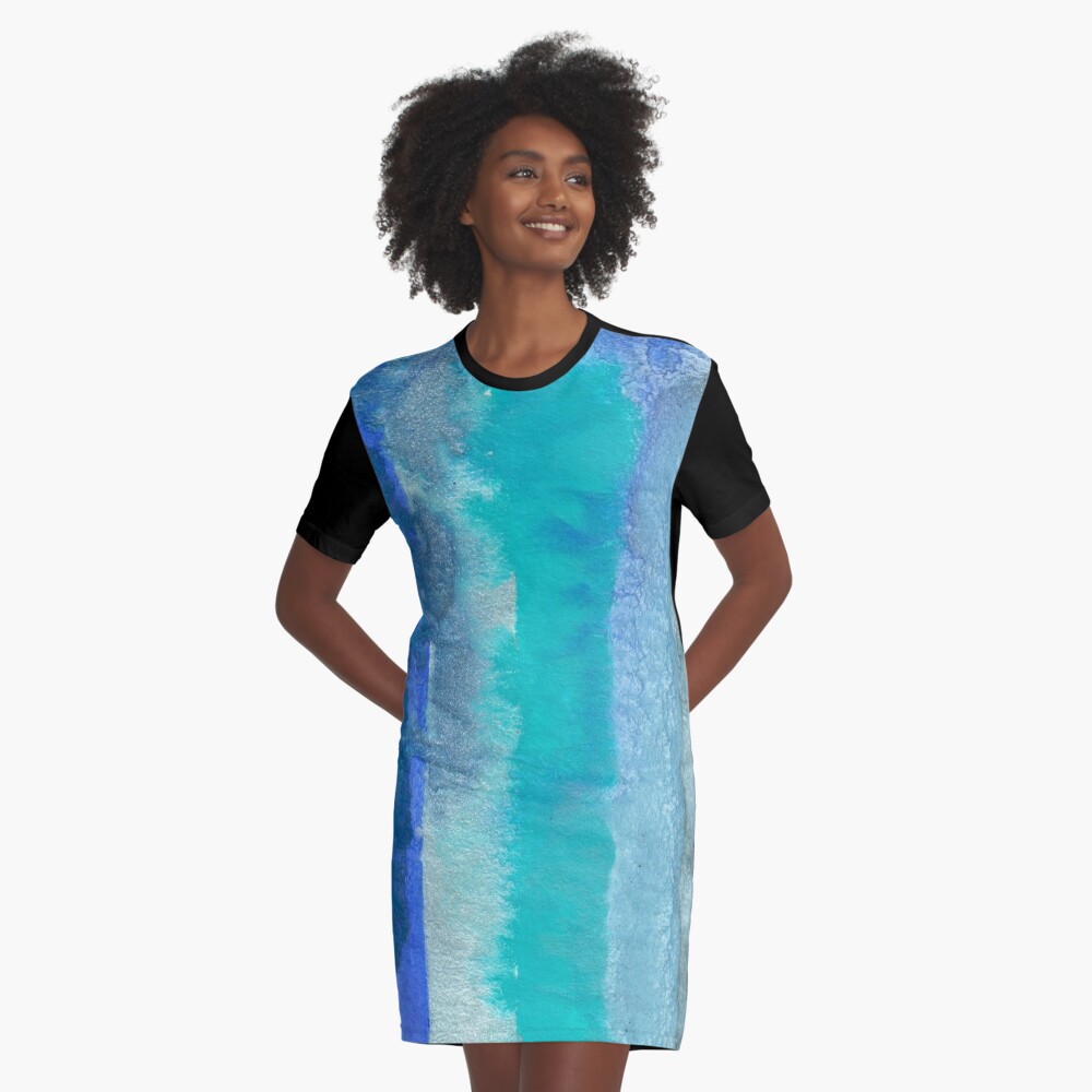 Large Watercolor Stripes digitized original watercolor painting Graphic T-Shirt Dress