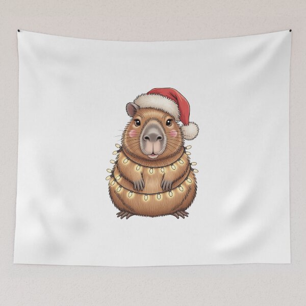 Item preview, Capybara in Festive Lights Print designed and sold by jkrphoto.