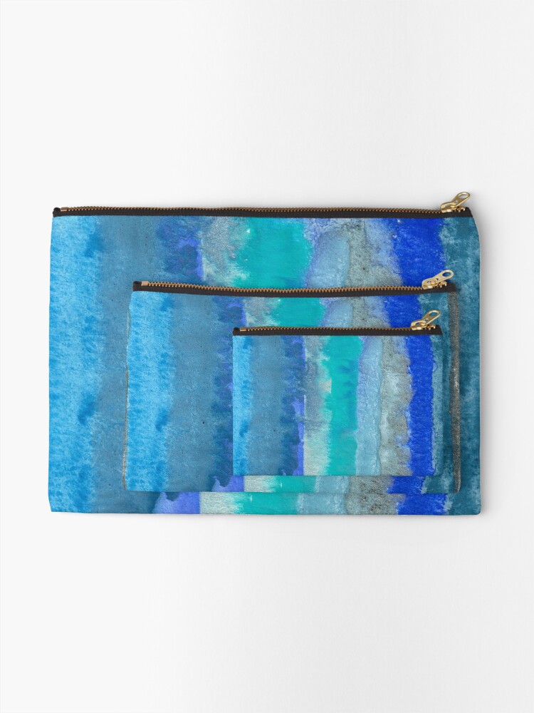 Alternate view of Large Watercolor Stripes digitized original watercolor painting Zipper Pouch