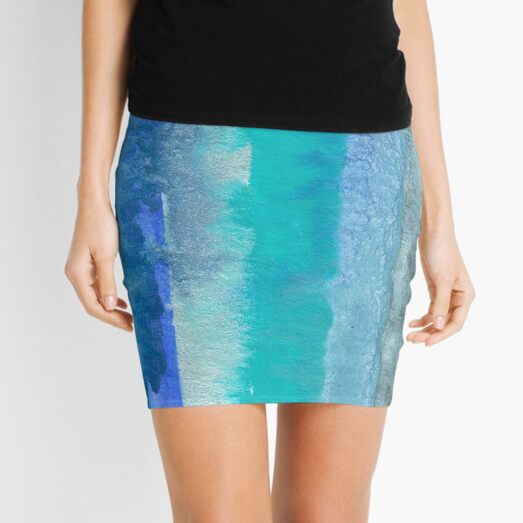 Large Watercolor Stripes digitized original watercolor painting Mini Skirt