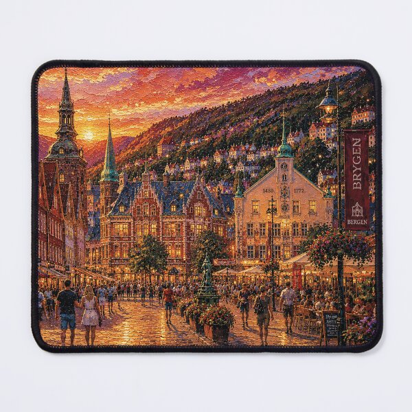 Item preview, Bergen, Norway – a painting of a summer night in this beautiful Scandinavian city. designed and sold by GalleryKauffeld.