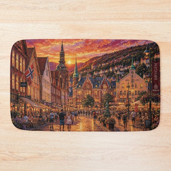 Item preview, Bergen, Norway – a painting of a summer night in this beautiful Scandinavian city. designed and sold by GalleryKauffeld.