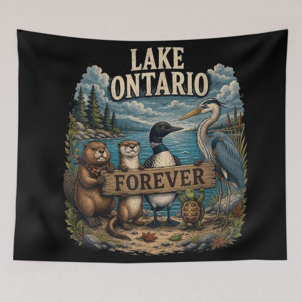 Item preview, Lake Ontario Forever Animals Flag Funny Anti Lake America  designed and sold by PhocoNibict.