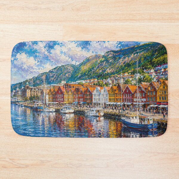 Item preview, Bergen, Norway – a painting of a summer day in this beautiful Scandinavian city. designed and sold by GalleryKauffeld.