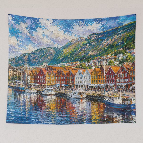 Item preview, Bergen, Norway – a painting of a summer day in this beautiful Scandinavian city. designed and sold by GalleryKauffeld.