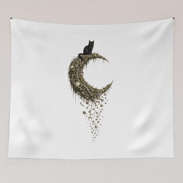 Item preview, ✨ MOONSTRUCK & MACABRE ✨  • Whimsy After Dark - CRESCENT OF BONES - BLACK CAT designed and sold by WheelieGdArt.