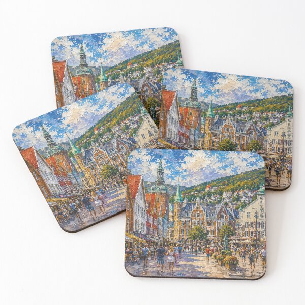 Item preview, A painting of Bergen, Norway – A Beautiful city in Scandinavia. designed and sold by GalleryKauffeld.