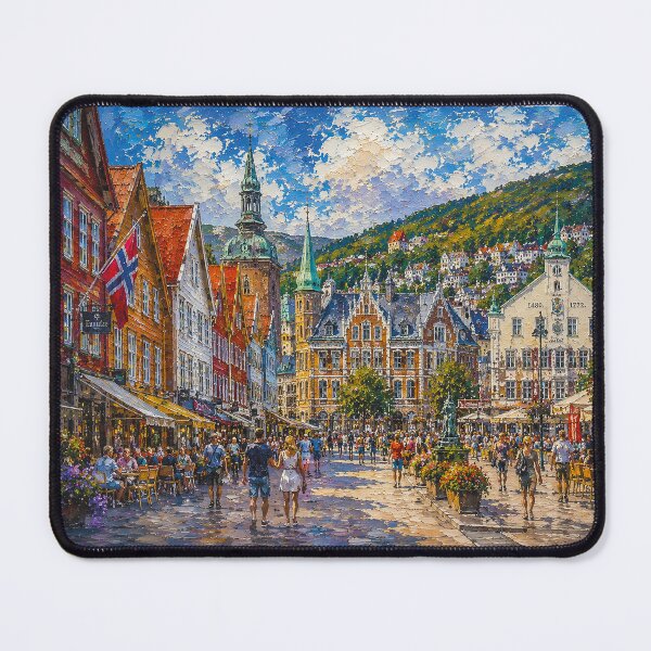 Item preview, A painting of Bergen, Norway – A Beautiful city in Scandinavia. designed and sold by GalleryKauffeld.