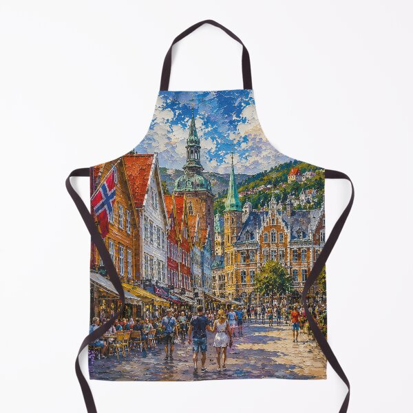 Item preview, A painting of Bergen, Norway – A Beautiful city in Scandinavia. designed and sold by GalleryKauffeld.