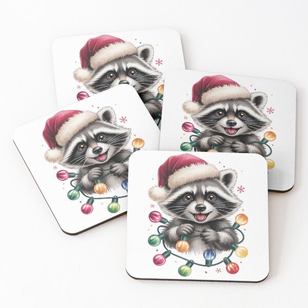 Item preview, Festive Raccoon with Holiday Lights designed and sold by jkrphoto.