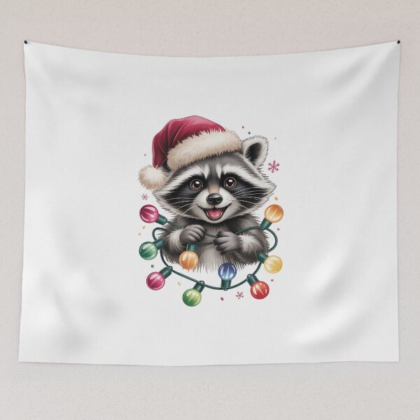 Item preview, Festive Raccoon with Holiday Lights designed and sold by jkrphoto.