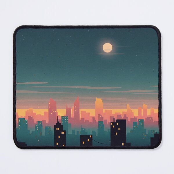 Item preview, City at Sunset with Moon - Minimalist Urban Landscape designed and sold by MatildeStore.