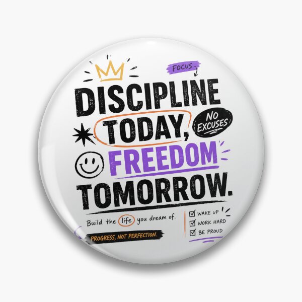 Item preview, Discipline Today Freedom Tomorrow Motivational Quote designed and sold by Soffar-So-good.