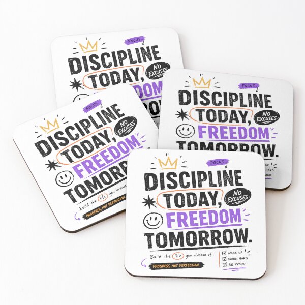 Item preview, Discipline Today Freedom Tomorrow Motivational Quote designed and sold by Soffar-So-good.