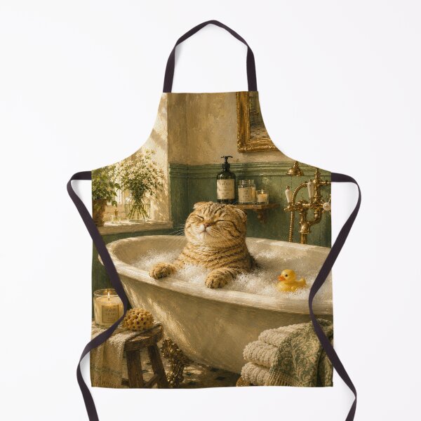 Item preview, Funny Cat in Bubble Bath – Scottish Fold Bathroom Wall Art & Cat Lover Decor designed and sold by NoodlesTheCat.
