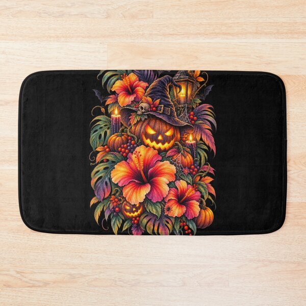 Item preview, Tropical Halloween Witch Pumpkin With Hibiscus Flower And Spooky Lantern designed and sold by IamNolmo.