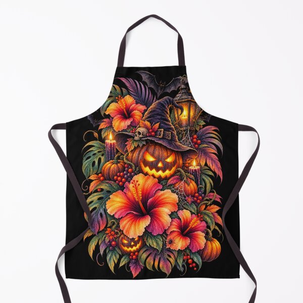 Item preview, Tropical Halloween Witch Pumpkin With Hibiscus Flower And Spooky Lantern designed and sold by IamNolmo.