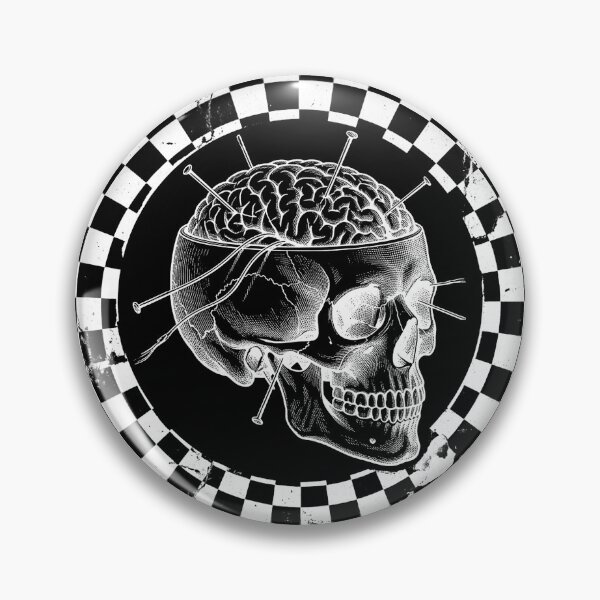 Item preview, Checkered Skull Pincushion With Exposed Brain designed and sold by weirdove.