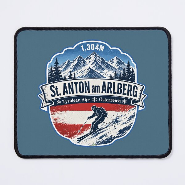 Item preview, St Anton am Arlberg, St. Anton Austria Tyrol Ski Sticker TShirt 03 designed and sold by OuterShellUK.