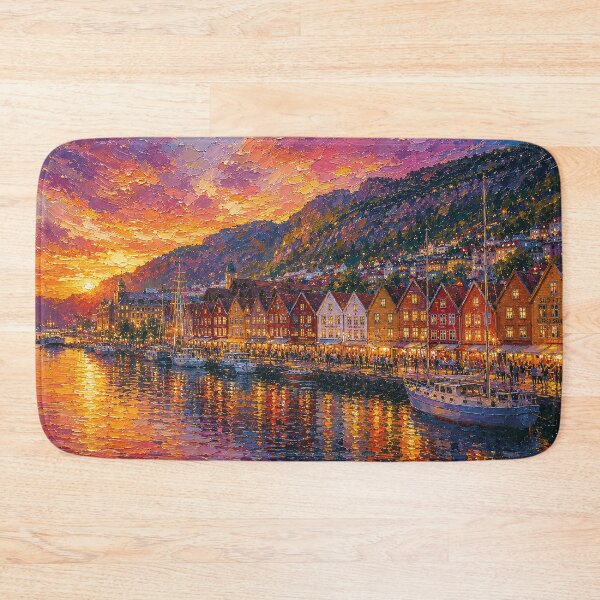 Item preview, Bergen by night, Norway – A Beautiful city in Scandinavia. designed and sold by GalleryKauffeld.