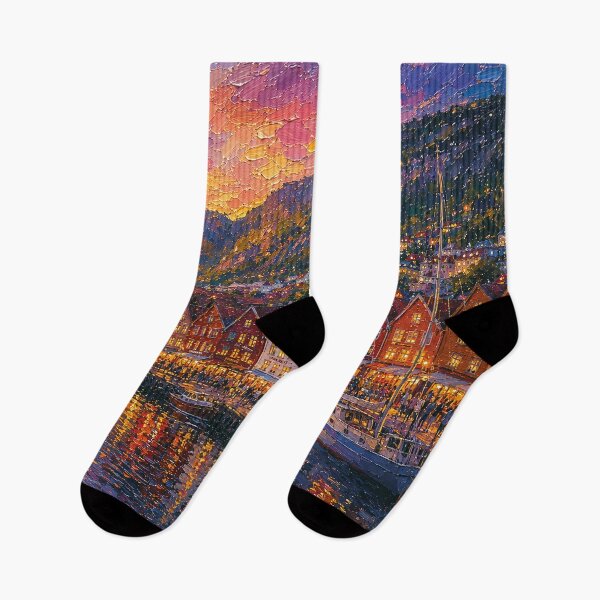 Item preview, Bergen by night, Norway – A Beautiful city in Scandinavia. designed and sold by GalleryKauffeld.