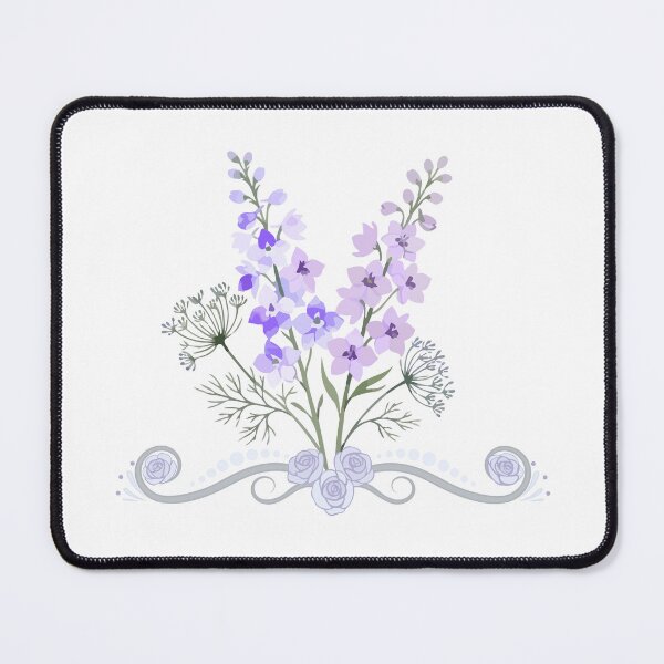 Item preview, Elegant Purple Delphinium and Lavender Floral Bouquet with Ornamental Scroll Base Frame designed and sold by Rehnair.