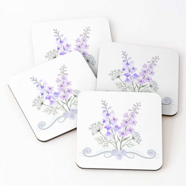 Item preview, Elegant Purple Delphinium and Lavender Floral Bouquet with Ornamental Scroll Base Frame designed and sold by Rehnair.