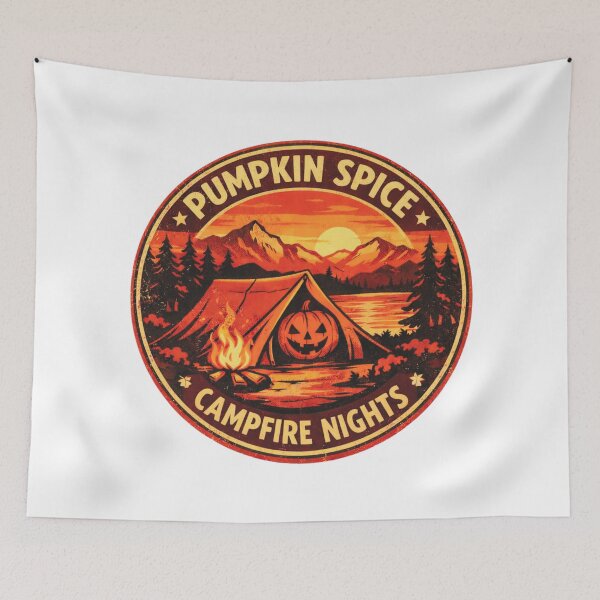 Item preview, Pumpkin Spice Campfire Nights – Fall Camping Design designed and sold by GabeMountainArt.