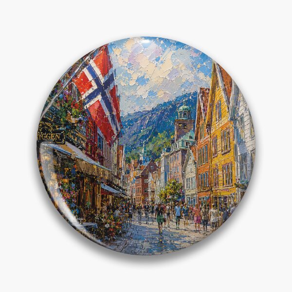 Item preview, A painting of Bergen, Norway – A Beautiful city in Scandinavia. designed and sold by GalleryKauffeld.