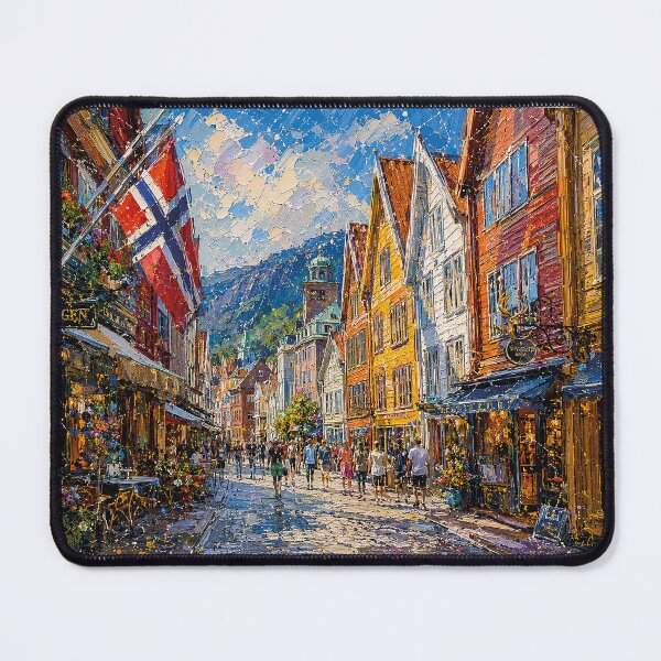 Item preview, A painting of Bergen, Norway – A Beautiful city in Scandinavia. designed and sold by GalleryKauffeld.