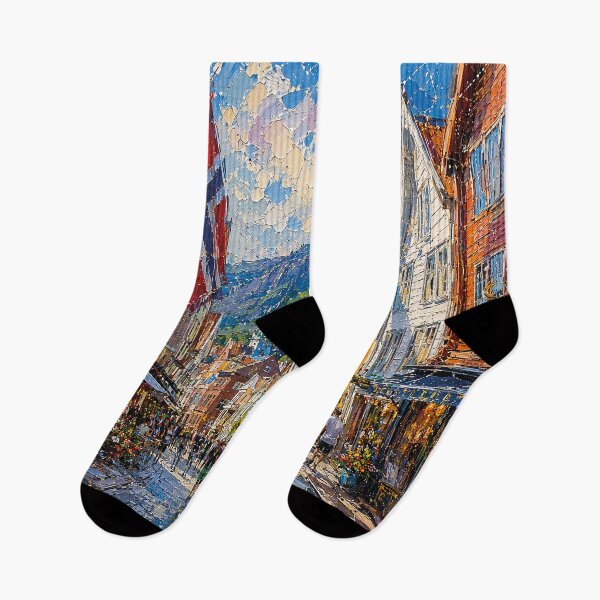 Item preview, A painting of Bergen, Norway – A Beautiful city in Scandinavia. designed and sold by GalleryKauffeld.