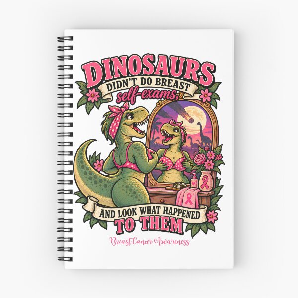 Item preview, Dinosaurs Didn't Do Breast Self-Exams And Look What Happened To Them - Funny Breast Cancer Awareness Self-exam awareness designed and sold by Neurospicy Trolls.