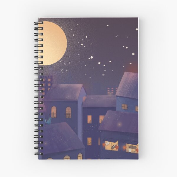 Item preview, Full Moon Night City - Cozy Cat on Rooftop Aesthetic designed and sold by Myxcriative1.