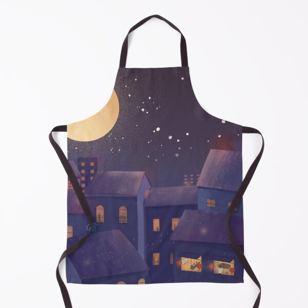 Item preview, Full Moon Night City - Cozy Cat on Rooftop Aesthetic designed and sold by Myxcriative1.