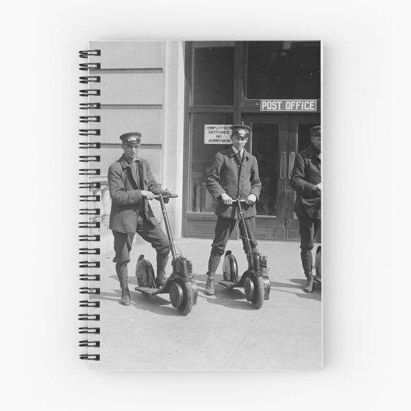 Item preview, Postmen on scooters, c. 1911-17. vintage funny black and white photograph designed and sold by Astrid Arkhangelsky.