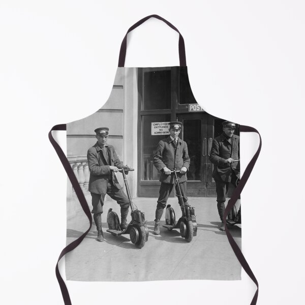 Item preview, Postmen on scooters, c. 1911-17. vintage funny black and white photograph designed and sold by Astrid Arkhangelsky.