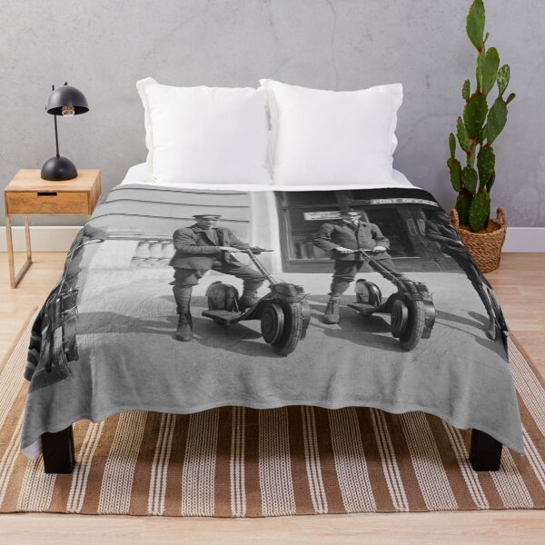 Item preview, Postmen on scooters, c. 1911-17. vintage funny black and white photograph designed and sold by Astrid Arkhangelsky.