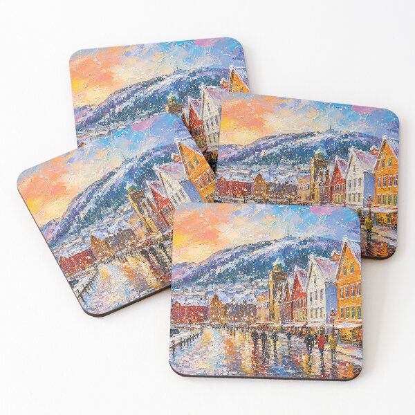 Item preview, Bergen painting, Norway – a winter day in this beautiful Scandinavian place. designed and sold by GalleryKauffeld.