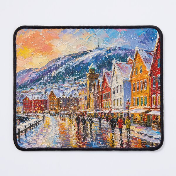 Item preview, Bergen painting, Norway – a winter day in this beautiful Scandinavian place. designed and sold by GalleryKauffeld.
