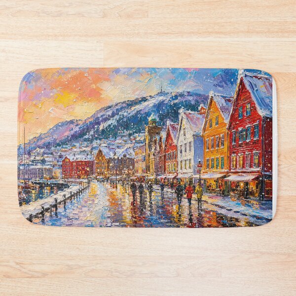 Item preview, Bergen painting, Norway – a winter day in this beautiful Scandinavian place. designed and sold by GalleryKauffeld.