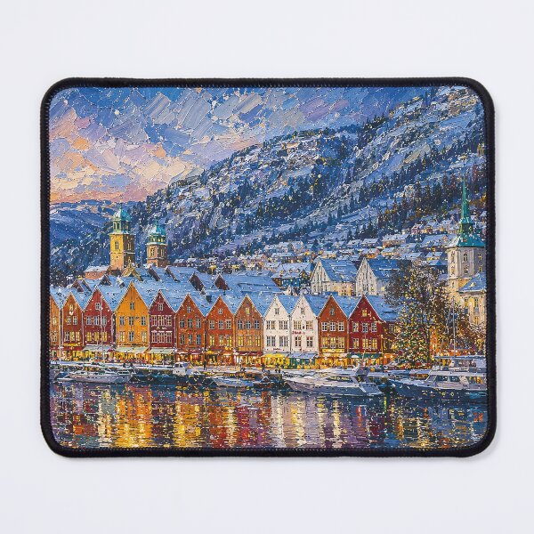 Item preview, Winter in Bergen painting, Norway – A Beautiful place in Scandinavia. designed and sold by GalleryKauffeld.