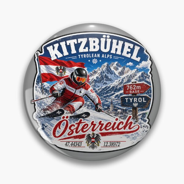 Item preview, Kitzbuhel Austria Tyrol Ski Sticker TShirt 04 designed and sold by OuterShellUK.