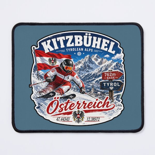 Item preview, Kitzbuhel Austria Tyrol Ski Sticker TShirt 04 designed and sold by OuterShellUK.