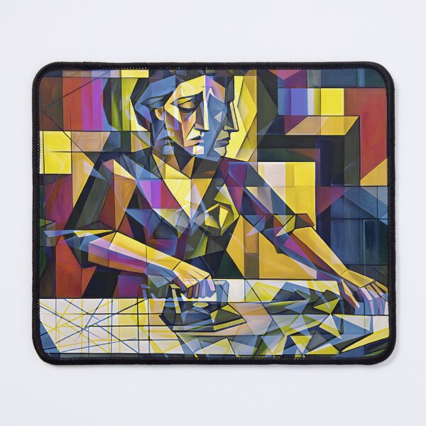 Item preview, Cubist Sad Woman Ironing Canvas Print | Expressionist Domestic Life Wall Art | Geometric Figurative Fine Art Poster | Modernist Abstract Portrait designed and sold by SergioMiklos.