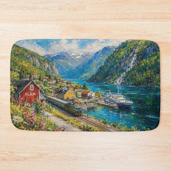 Item preview, Flåm, Norway – a painting of a summer day in this beautiful Scandinavian place. designed and sold by GalleryKauffeld.