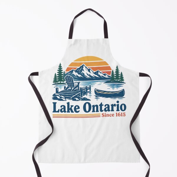 Item preview, Lake Ontario Since 1615, Vintage Great Lakes Sunset, Lake Life Canoe & Mountain designed and sold by CatiaStudioArt.