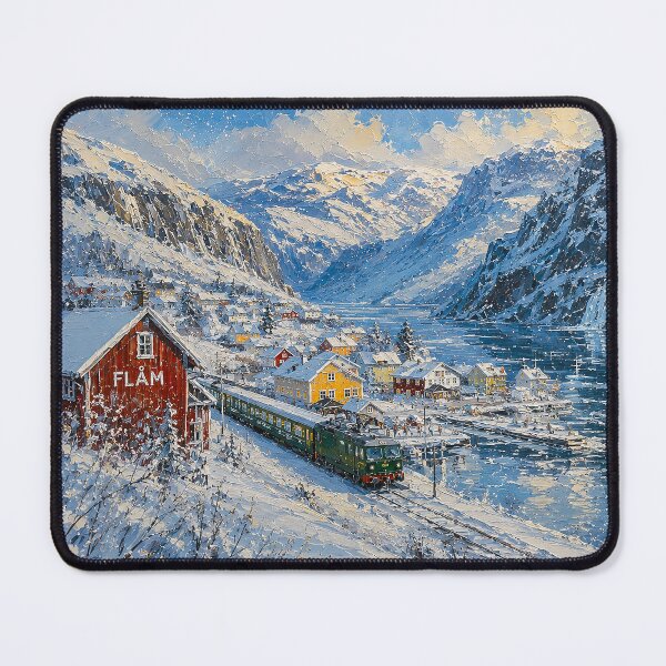 Item preview, Winter in Flåm painting, Norway – A Beautiful place in Scandinavia. designed and sold by GalleryKauffeld.