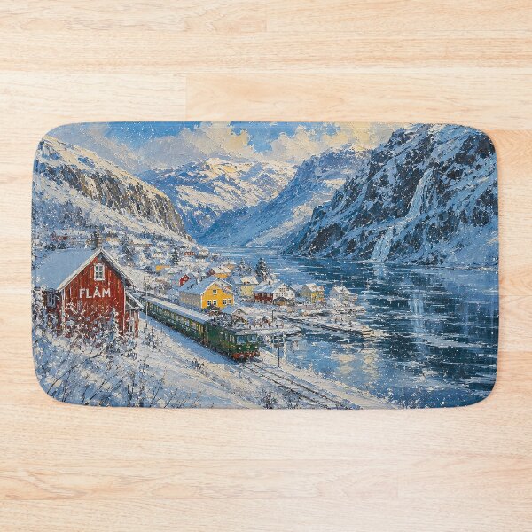 Item preview, Winter in Flåm painting, Norway – A Beautiful place in Scandinavia. designed and sold by GalleryKauffeld.