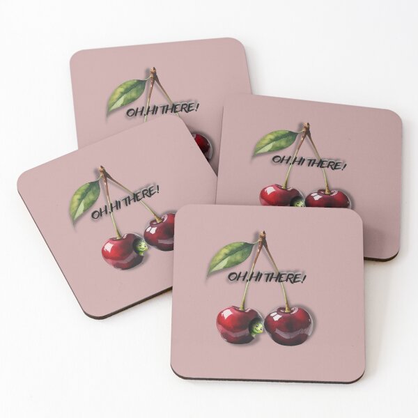Item preview, Cute Cherry Worm Oh Hi There Cartoon Fruit designed and sold by mimikaka.